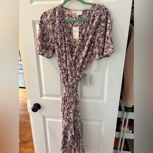 Nordstrom Purple and Cream Floral Maxi Dress